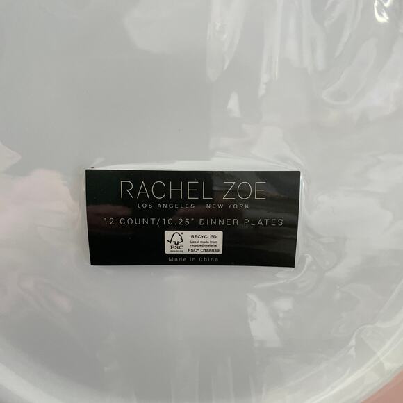 36pc Rachel Zoe Posh Pink & White Disposable Round Dinner/Dessert Plate Set New - Picture 12 of 15